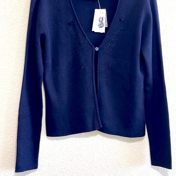 NWT INC Petite Woman Navy Blue One Button Cardigan Size S - Picture 3 of 12